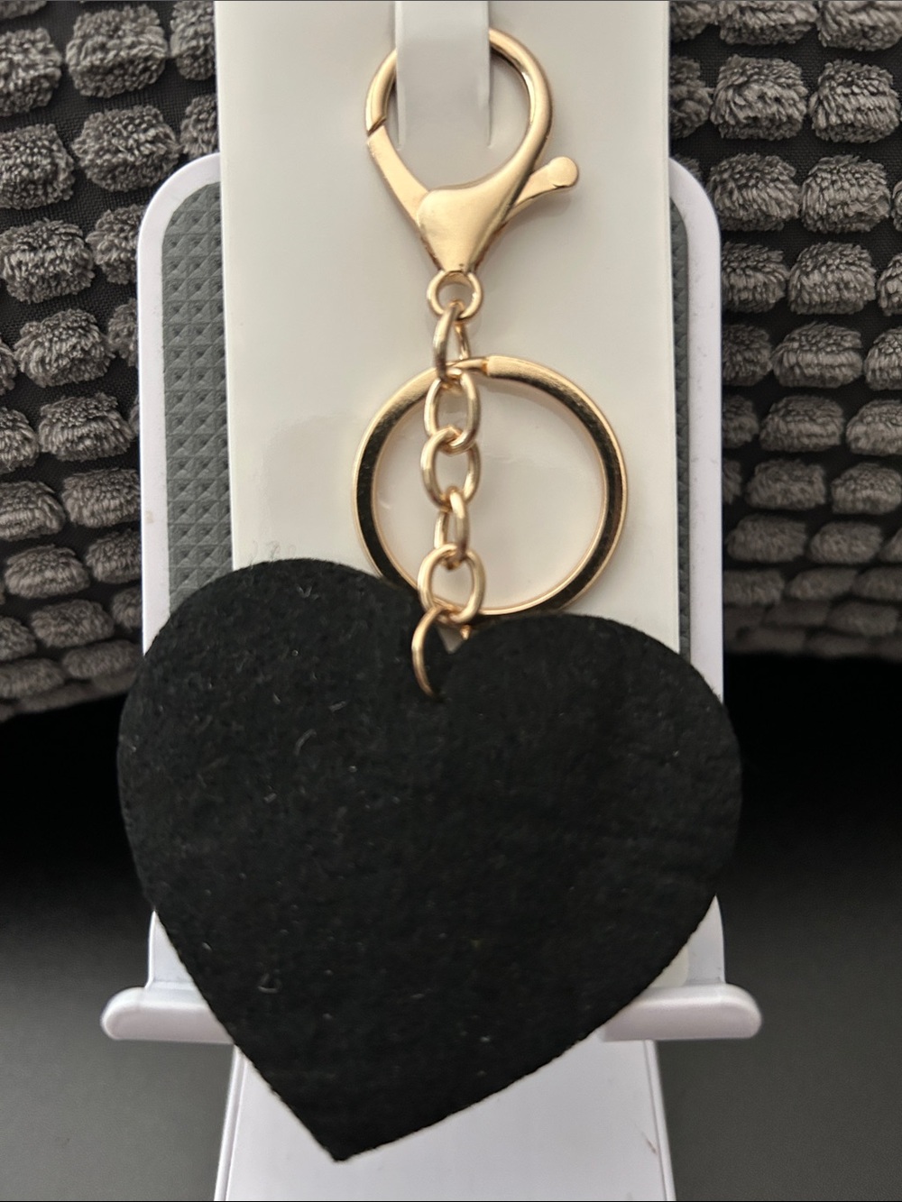 Gold LOVE Heart Keychain with Silver Crystal Accent - Picture 4 of 4